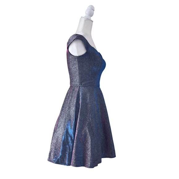 Blondie Nites Off-The-Shoulder Shine Fit & Flare Dress SZ 5 - Picture 4 of 13